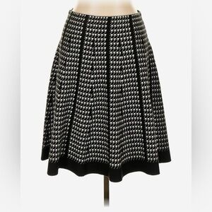 Liquido Black and White Houndstooth Midi Skirt